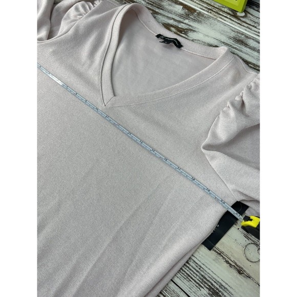 INC Sweatshirt Womens Medium Pink Sweater Pullover Gathered‎ Shoulder Glitter - Picture 5 of 10